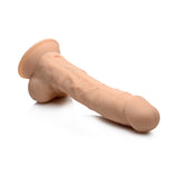 Curve Toys FLESHSTIXXX Rechargeable 8 inches Posable Vibrating Dildo with Balls & Suction Cup Beige