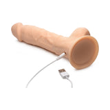 Curve Toys FLESHSTIXXX Rechargeable 8 inches Posable Vibrating Dildo with Balls & Suction Cup Beige