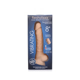 Curve Toys FLESHSTIXXX Rechargeable 8 inches Posable Vibrating Dildo with Balls & Suction Cup Beige