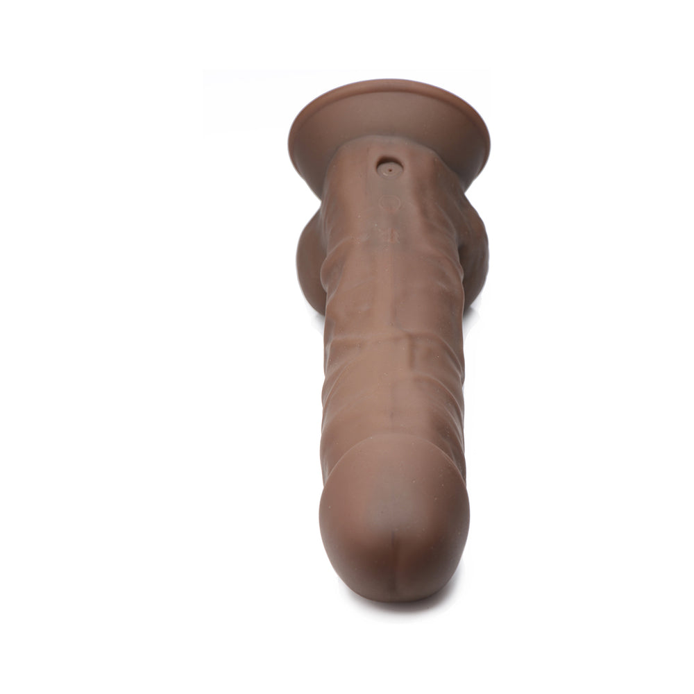 Curve Toys FLESHSTIXXX Rechargeable 8 inches Posable Vibrating Dildo with Balls & Suction Cup Brown