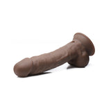 Curve Toys FLESHSTIXXX Rechargeable 8 inches Posable Vibrating Dildo with Balls & Suction Cup Brown