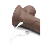 Curve Toys FLESHSTIXXX Rechargeable 8 inches Posable Vibrating Dildo with Balls & Suction Cup Brown