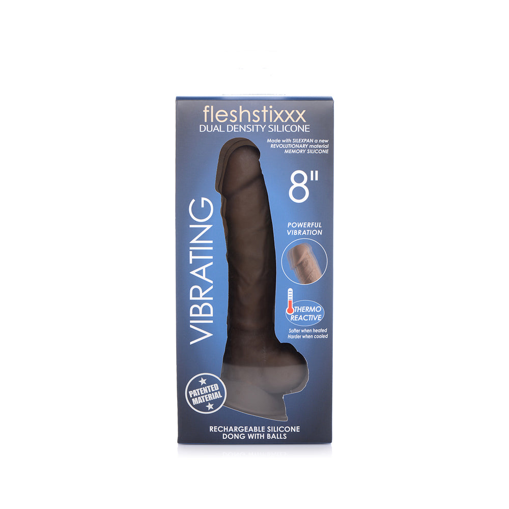 Curve Toys FLESHSTIXXX Rechargeable 8 inches Posable Vibrating Dildo with Balls & Suction Cup Brown