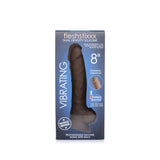 Curve Toys FLESHSTIXXX Rechargeable 8 inches Posable Vibrating Dildo with Balls & Suction Cup Brown