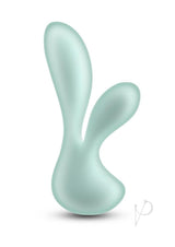 Pure Luna Rechargeable Silicone Rabbit Vibrator Teal on a white background showcasing its dual-action design.