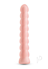 Pure Joy Rechargeable Silicone Vibrator Orange in a smooth, textured design, perfect for intimate pleasure.