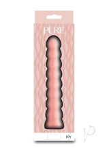 Pure Joy Rechargeable Silicone Vibrator Orange packaging showcasing a textured vibe with a translucent orange design.