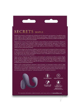 Secrets Maple Silicone G-Spot Warming Vibrator Purple product packaging showcasing features and design.