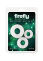 Firefly Bubble Ring Glow in the Dark Cock Ring Set White packaging with three soft rings.