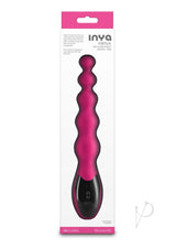 Inya Virtual Rechargeable Silicone Vibrator Pink in packaging, featuring graduated beads and sleek digital control.