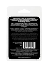 Renegade Suave Silicone Ball Stretcher Cock Ring Black product packaging with multi-language description.