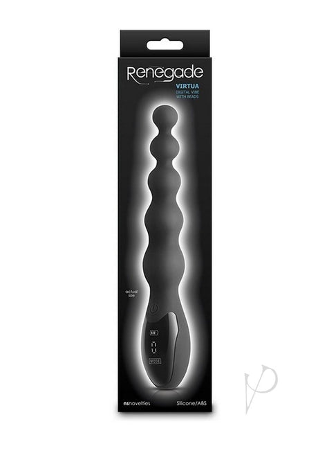 Renegade Virtua Digital Beaded Anal Vibrator Black in sleek packaging, showcasing its sophisticated design and innovative features.
