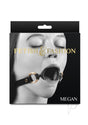 Fetish and Fashion Megan Silicone Ball Gag Black packaging featuring model with gag.
