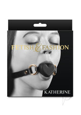 Fetish and Fashion Katherine Silicone Ball Gag Black showcased on a model with closed eyes and sleek design.