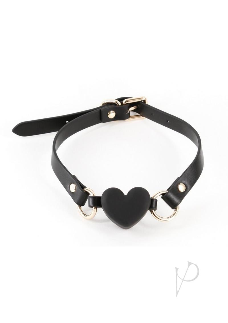 Fetish and Fashion Katherine Silicone Ball Gag Black with adjustable strap and heart design.