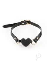 Fetish and Fashion Katherine Silicone Ball Gag Black with adjustable strap and heart design.