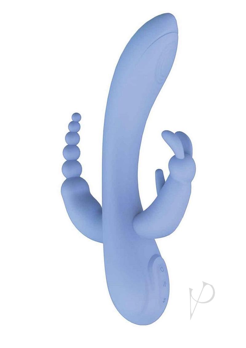 The Beat Trifecta Triple Stimulation Rabbit Vibrator Violet - sleek design with three motors for versatile stimulation.
