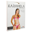 Edible Lingerie Karamela Strawberry Mix Plus Size with heart-shaped pasties and a playful design.
