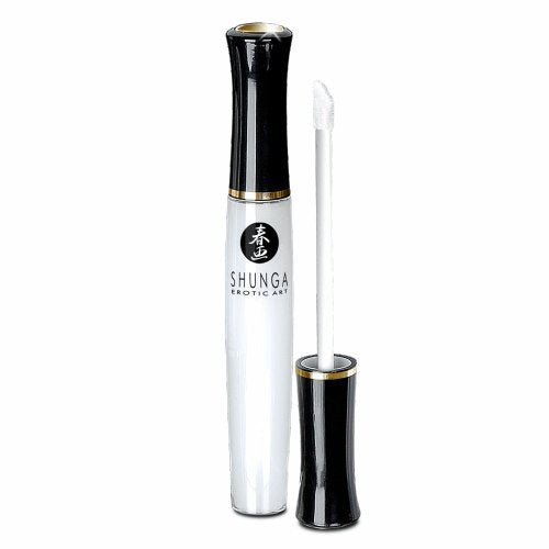 Shunga Divine Oral Pleasure Lipgloss Coconut Water 1 Oz in a sleek packaging with applicator brush.