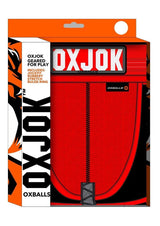 Slingjock Slider Jock Strap Red Hot XLarge packaging design featuring vibrant colors and logo.