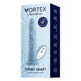 FemmeFunn Vortex Turbo Shaft 2.0 8 inches Silicone Vibrating Rotating Dildo Light Blue