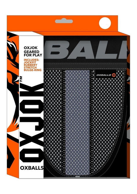 Oxballs Airmesh Swagger Jockstrap Black XLarge packaging featuring breathable mesh design and bulge-lifting pouch.