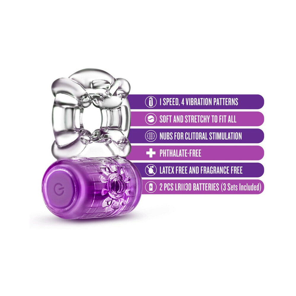 Blush Play with Me One Night Stand Vibrating C-Ring Purple