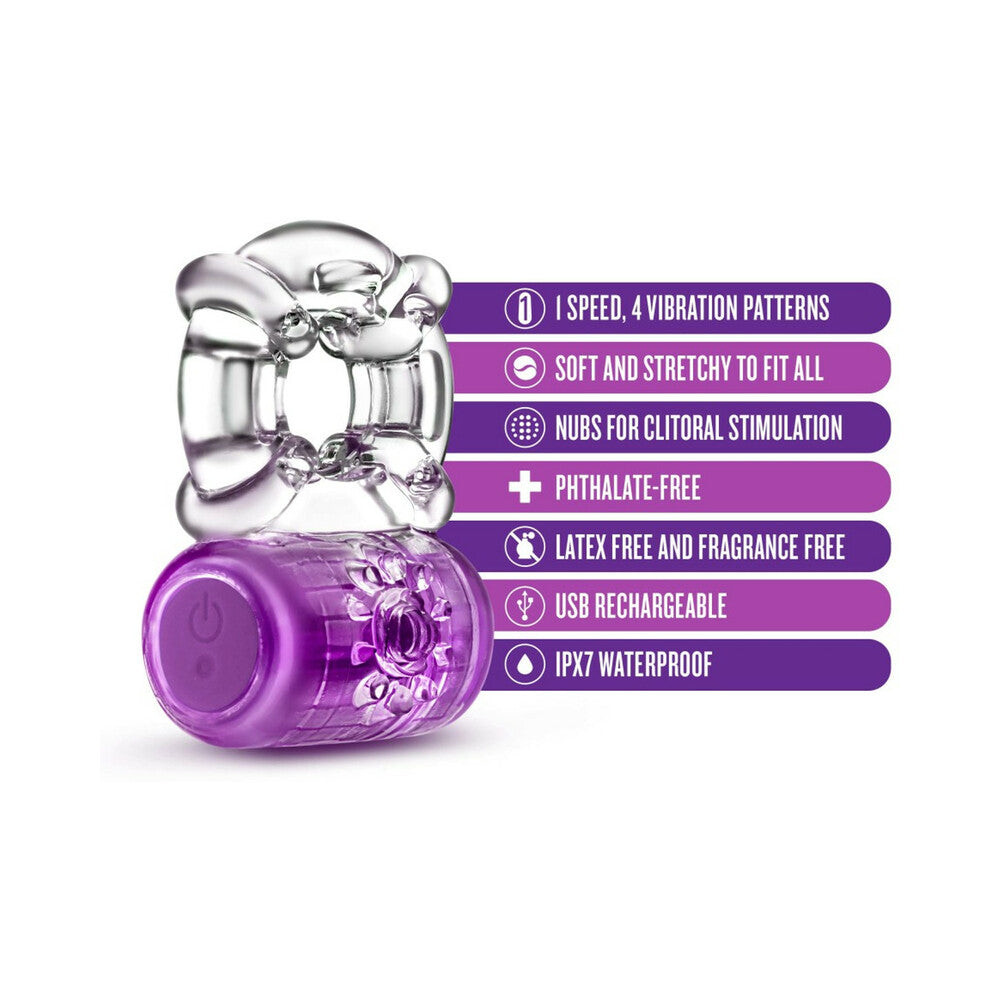 Blush Play with Me Pleaser Rechargeable Vibrating C-Ring Purple