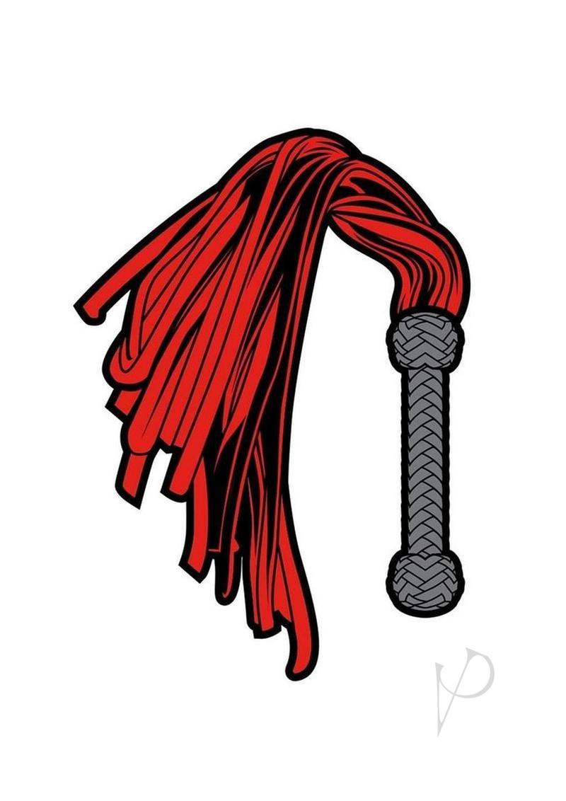 WoodRocket Flogger Enamel Pin Red Grey showcasing a red and grey flogger design.