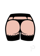 WoodRocket Butt Enamel Pin Black/Vanilla featuring a playful illustration of a butt in black and pink colors.