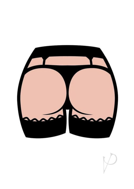 WoodRocket Butt Enamel Pin Black/Vanilla featuring a playful illustration of a butt in black and pink colors.