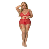 Magic Silk Marabou Bra, Garter Skirt & G-String Set Red QUEEN