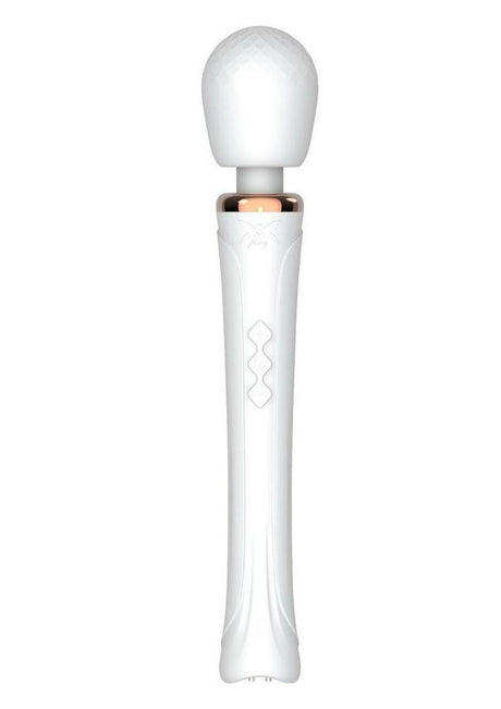 Pixey Aquawand Rechargeable Silicone Body Wand White with rotary control for variable speed and powerful vibrations.