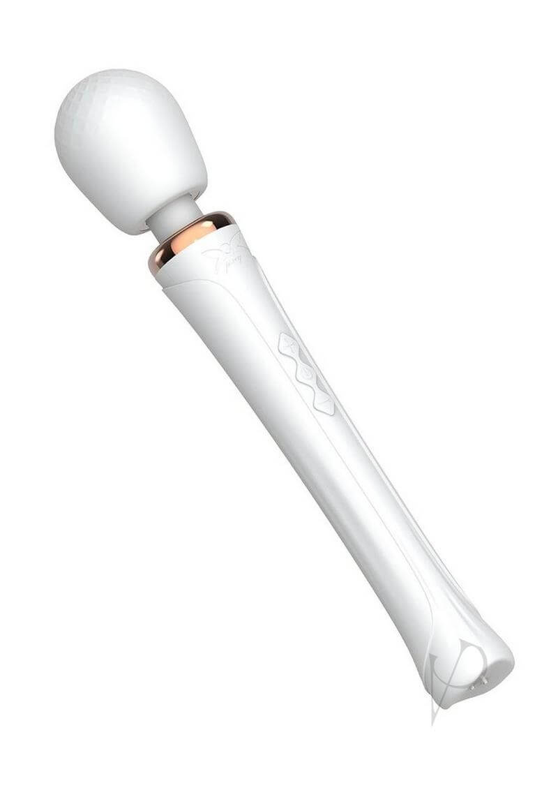 Pixey Aquawand Rechargeable Silicone Body Wand White with a sleek design and variable speed control for ultimate pleasure.