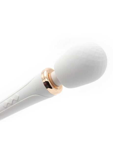 Pixey Aquawand Rechargeable Silicone Body Wand White close-up showing the head and design details.