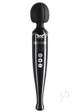 Pixey Deluxe Rechargeable Wand Massager Black Chrome for deep relaxation and intense stimulation, featuring cordless design.