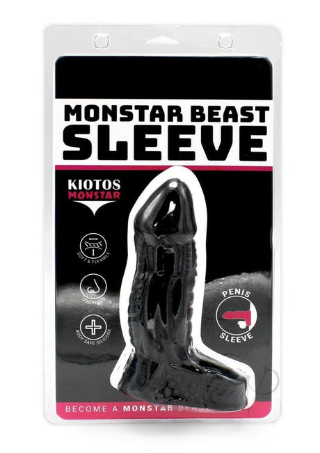 Monstar Beast Silicone Sleeve 01 Black packaging showcasing premium silicone design and additional ball stretcher hole.