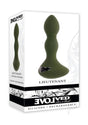 Lieutenant Rechargeable Silicone Anal Plug Green packaging showcasing egg-shaped design and multi-speed features.