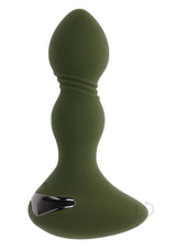 Lieutenant Rechargeable Silicone Anal Plug Green featuring a smooth, tapered tip and textured shaft for pleasure.