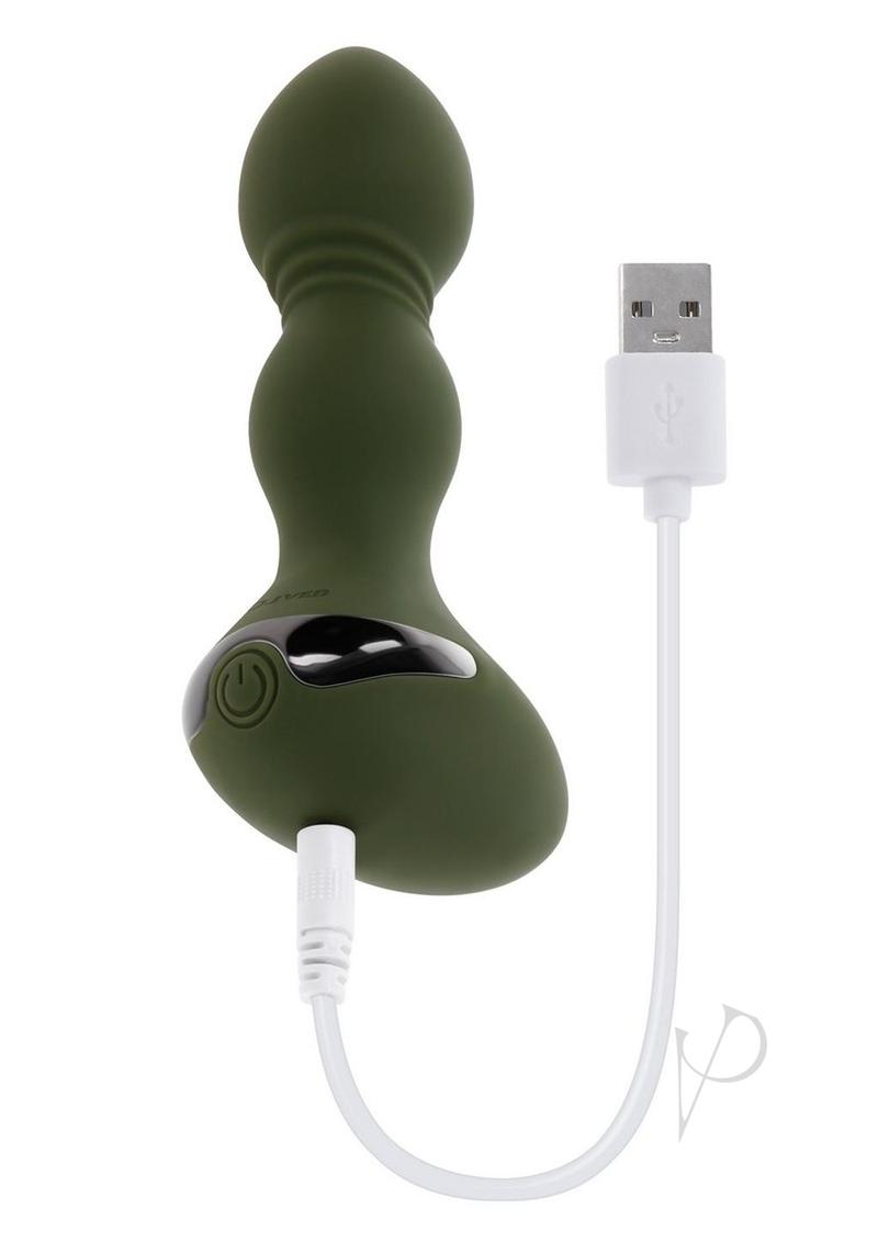 Lieutenant Rechargeable Silicone Anal Plug Green with USB charging cable, designed for smooth and enjoyable play.