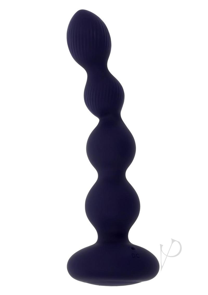 Pleasure Orbit Silicone Anal Beads Remote Control Purple shown in a sleek purple design for enhanced stimulation.