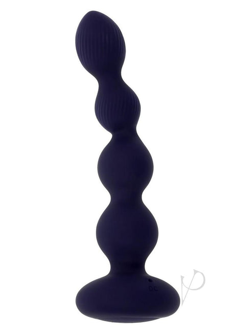 Pleasure Orbit Silicone Anal Beads Remote Control Purple shown in a sleek purple design for enhanced stimulation.