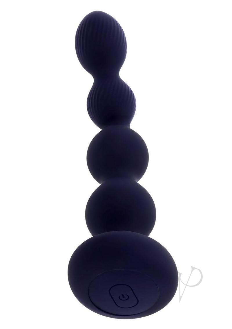 Pleasure Orbit Silicone Anal Beads Remote Control Purple featuring a unique bulbed design for deep stimulation.