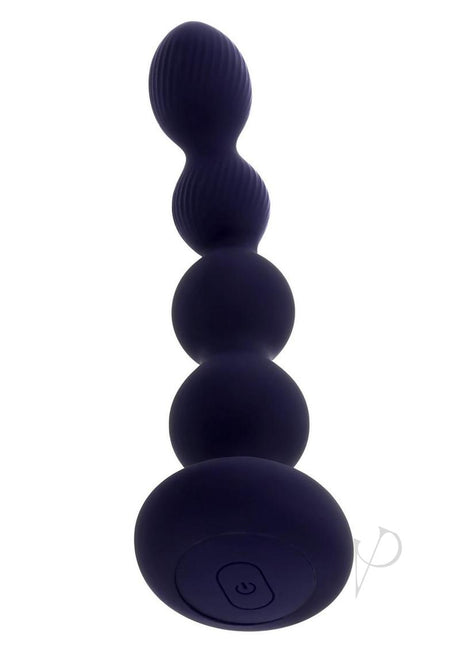 Pleasure Orbit Silicone Anal Beads Remote Control Purple featuring a unique bulbed design for deep stimulation.