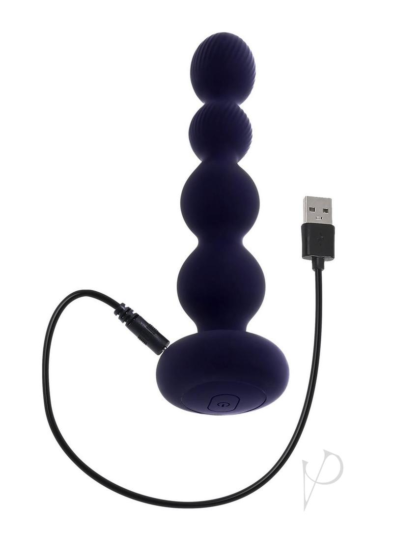 Pleasure Orbit Silicone Anal Beads Remote Control Purple with USB charging cable