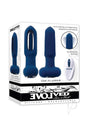 The Flapper Silicone Anal Plug with Remote Control Blue product packaging showcasing its features and design.