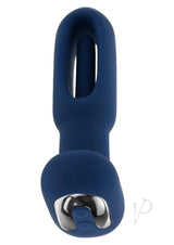 The Flapper Silicone Anal Plug with Remote Control Blue showcasing its sleek design and remote buttons for easy operation.