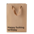 Wood Rocket Happy Fucking Birthday Kraft Paper Gift Bag with bold message for cheeky birthday celebrations.