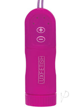 Lux Fetish Vibrating Nipple Clips Remote Control Purple wireless remote for hands-free stimulation.