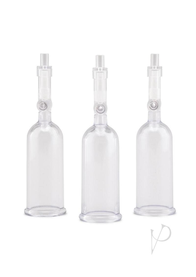 Lux Fetish Nipple Suckers with Clitoral Pump included cylinders for enhanced suction stimulation.